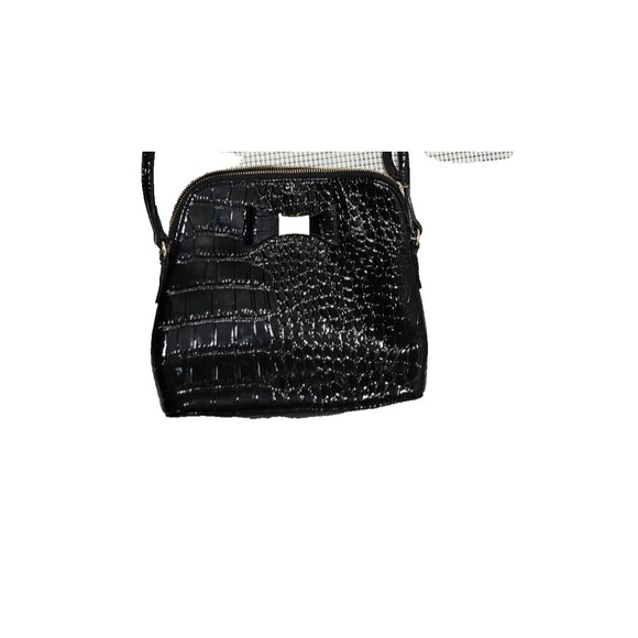Liz Claiborne Women's Crossbody Bag Small Black Faux Leather Croc Textured - Picture 2 of 8